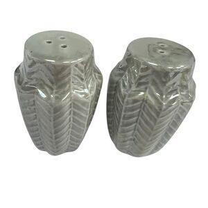 Isola Cucina Chevron Gray Ceramic Salt & Pepper Shaker Set